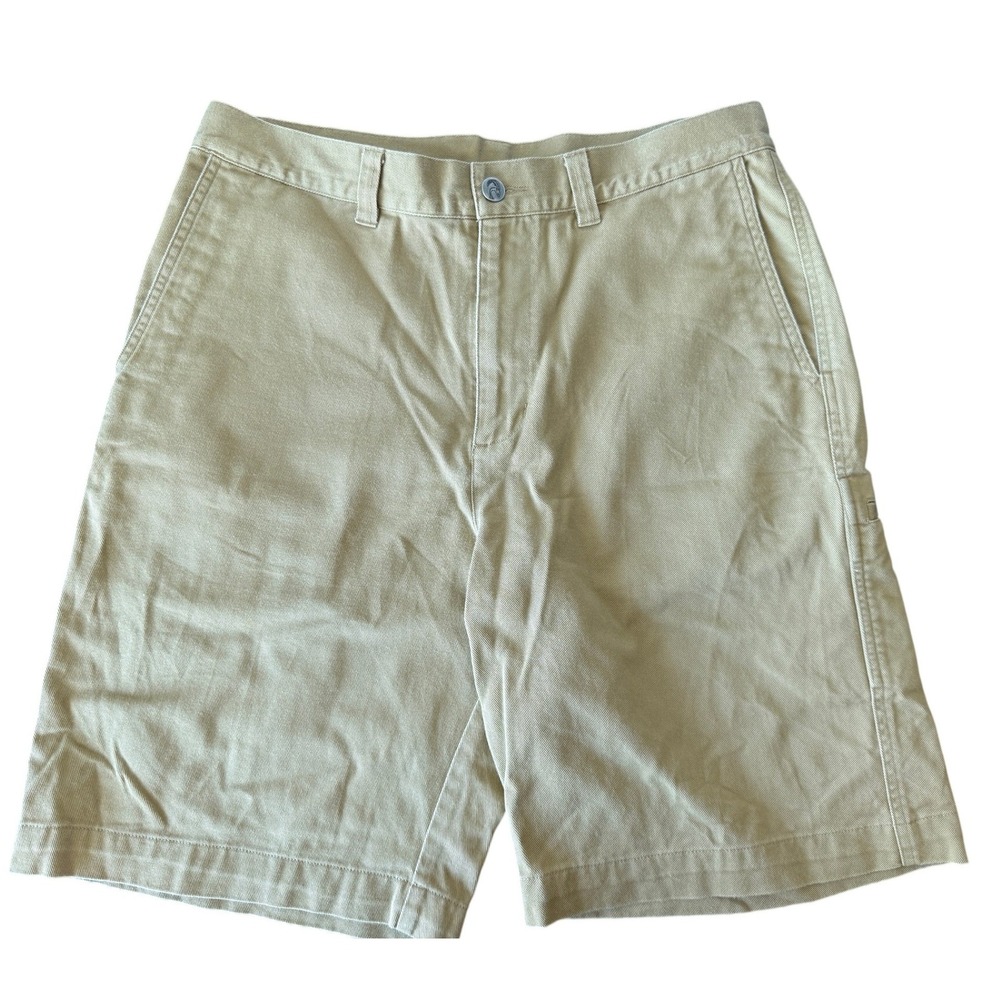 Patagonia Mens 33 Organic Cotton Canvas Utility Shorts Khaki Tan Flat Front 9in